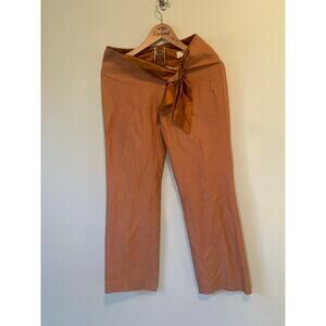 Vintage versus versace tie waist satin trim burnt orange pants womens 30x30